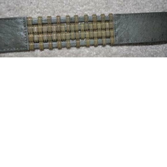 Womens Ribbed Link Belt Apt 9 34" Medium Gold Hardware Olive Green Fx Leather - Picture 4 of 4